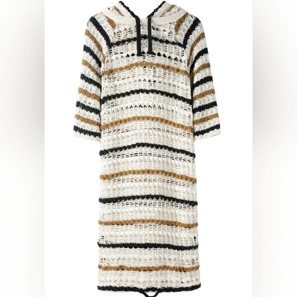 Isabel Marant Étoile Clay Crochet Tunic Dress With Hood - Picture 2 of 9